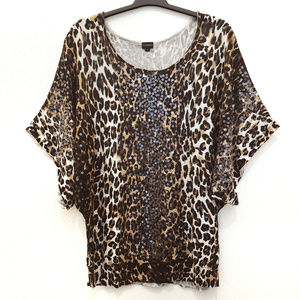 JOY & IMAN • Animal Print Pullover Knit Sweater